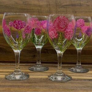 Floral Painted Wine Glass